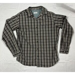 COLUMBIA AM1057 Men's M Plaid Button Shirt Omni-Wick Vented Stretch Cotton Blend